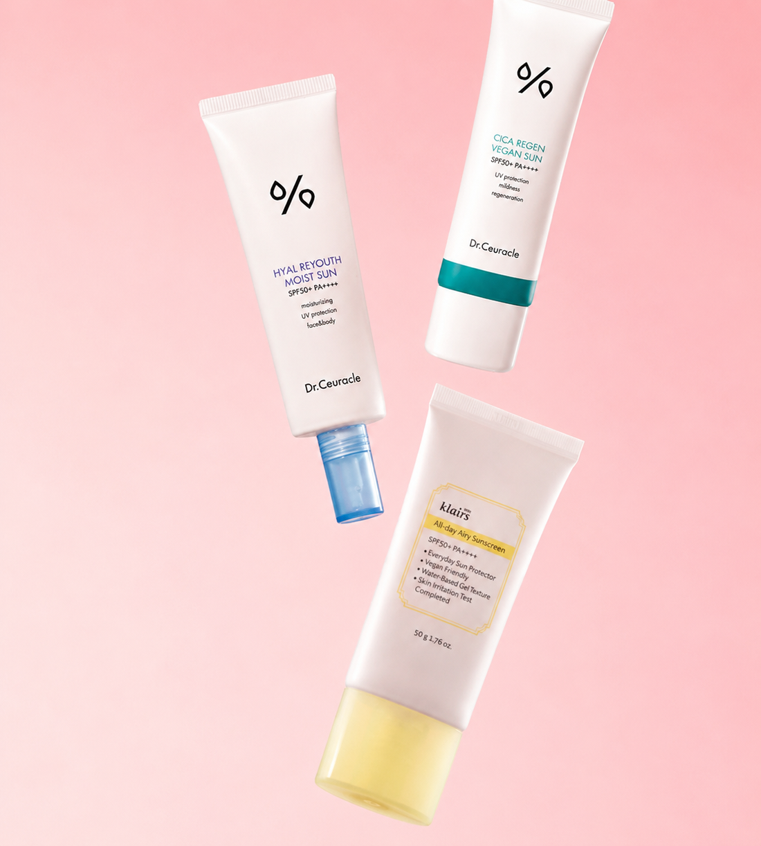 Korean sunscreens SPF50+ — Dr.Ceuracle and Klairs K-beauty sun protection