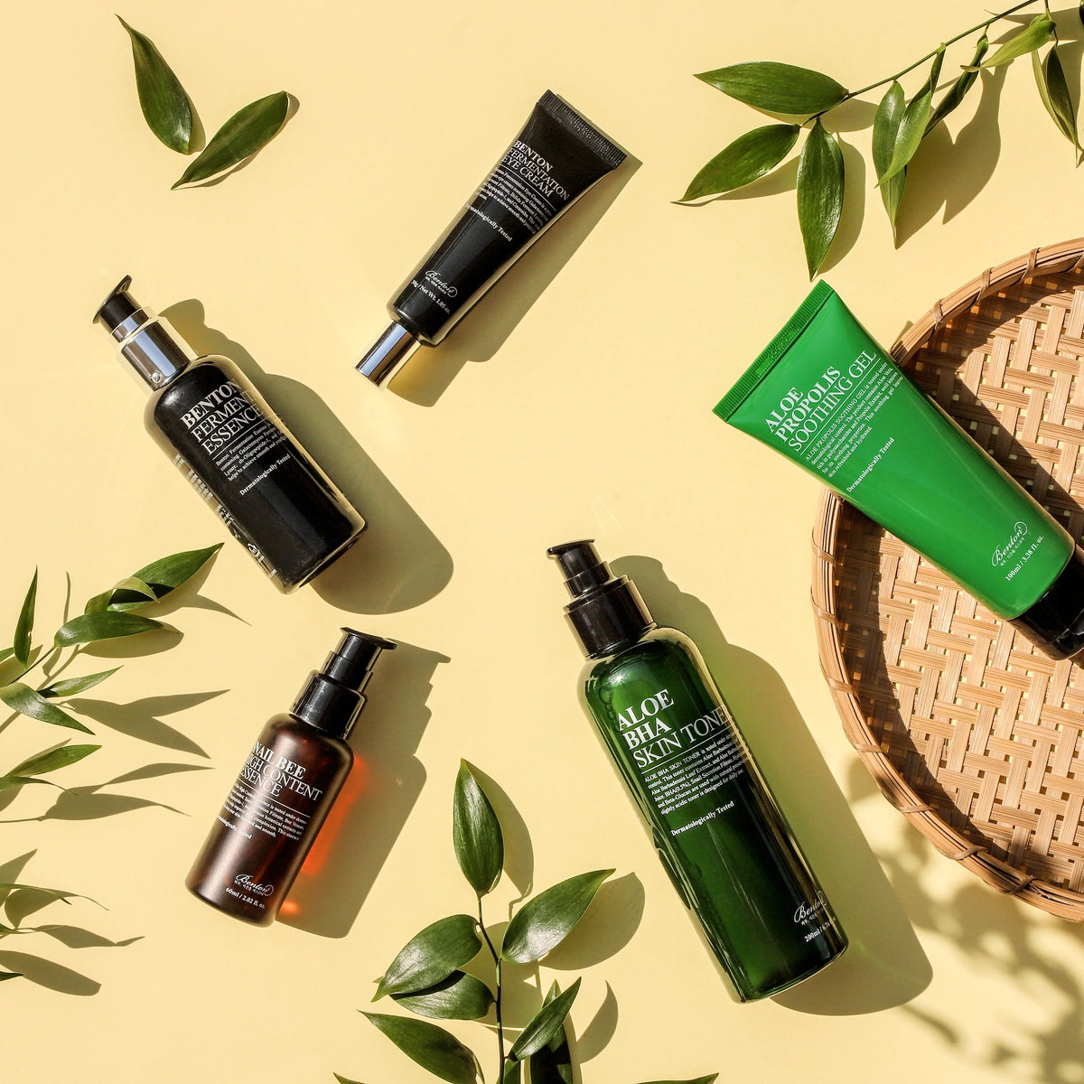 Benton clean beauty hudvård med snail mucin och aloe vera
