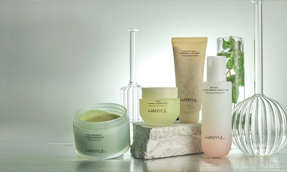 Hanyul hudvård med traditionella koreanska växter och naturlig glow