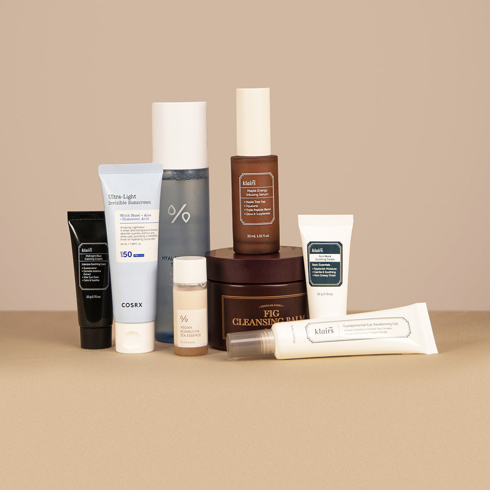 Hudvårdskit med travel kits, gift sets och färdiga rutiner