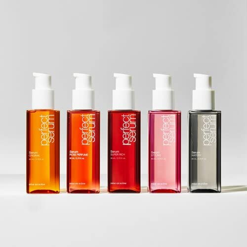 mise-en-scène hårvård med Perfect Serum och glansgivande produkter