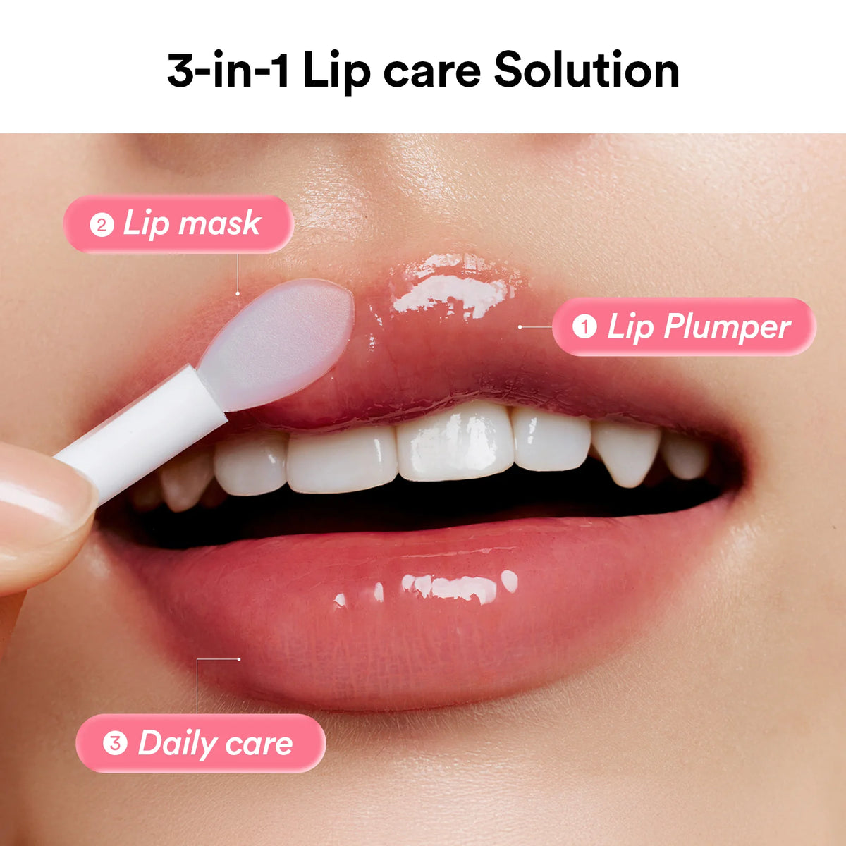 Applicering av Abib Glazed Jelly Lip Mask med medföljande spatel