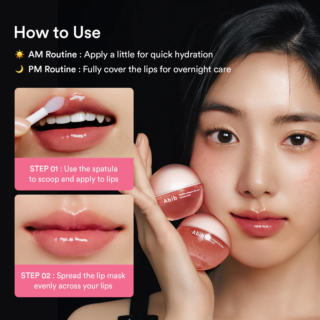 Abib PDRN Collagen Lip Mask med transparent glazed jelly-textur