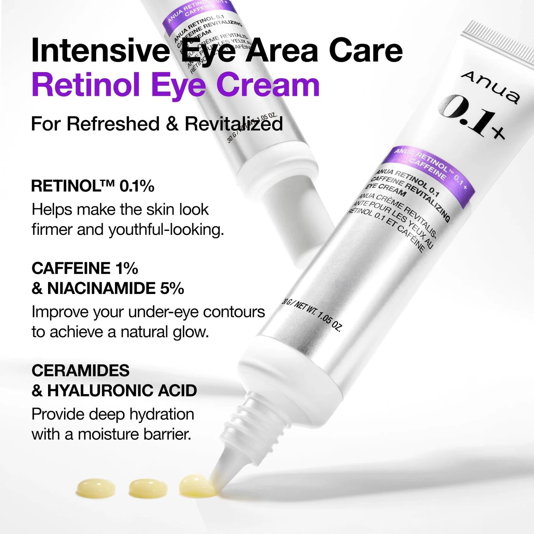 Anua eye cream with ceramides and peptides for skin barrier repair
