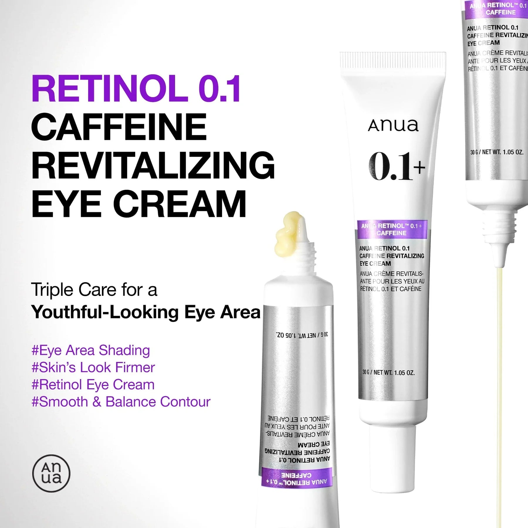 Applying Anua retinol eye cream under eyes for anti aging care