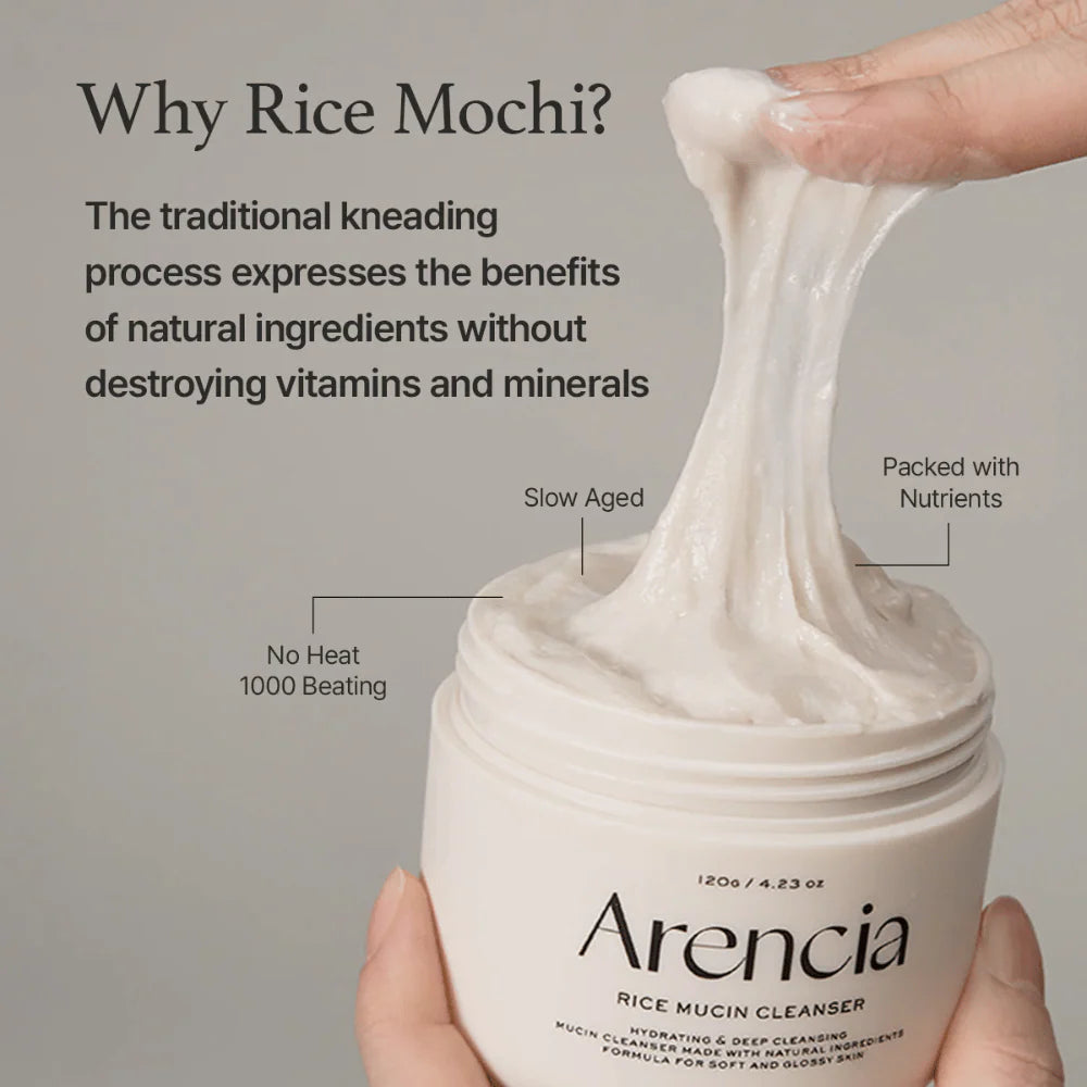 Arencia Rice Mucin Cleanser med snail mucin och rispuder – stärker hudbarriären