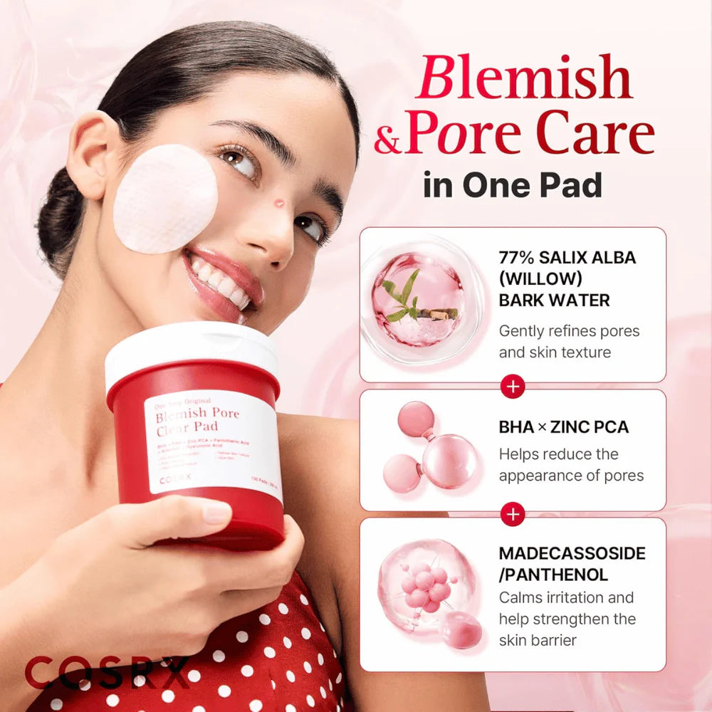 Koreanska exfolierande pads med BHA, PHA och LHA för fet och aknebenägen hud
