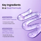 Key ingredients with 7,000 caviar capsules, 60% caviar water and PDRN
