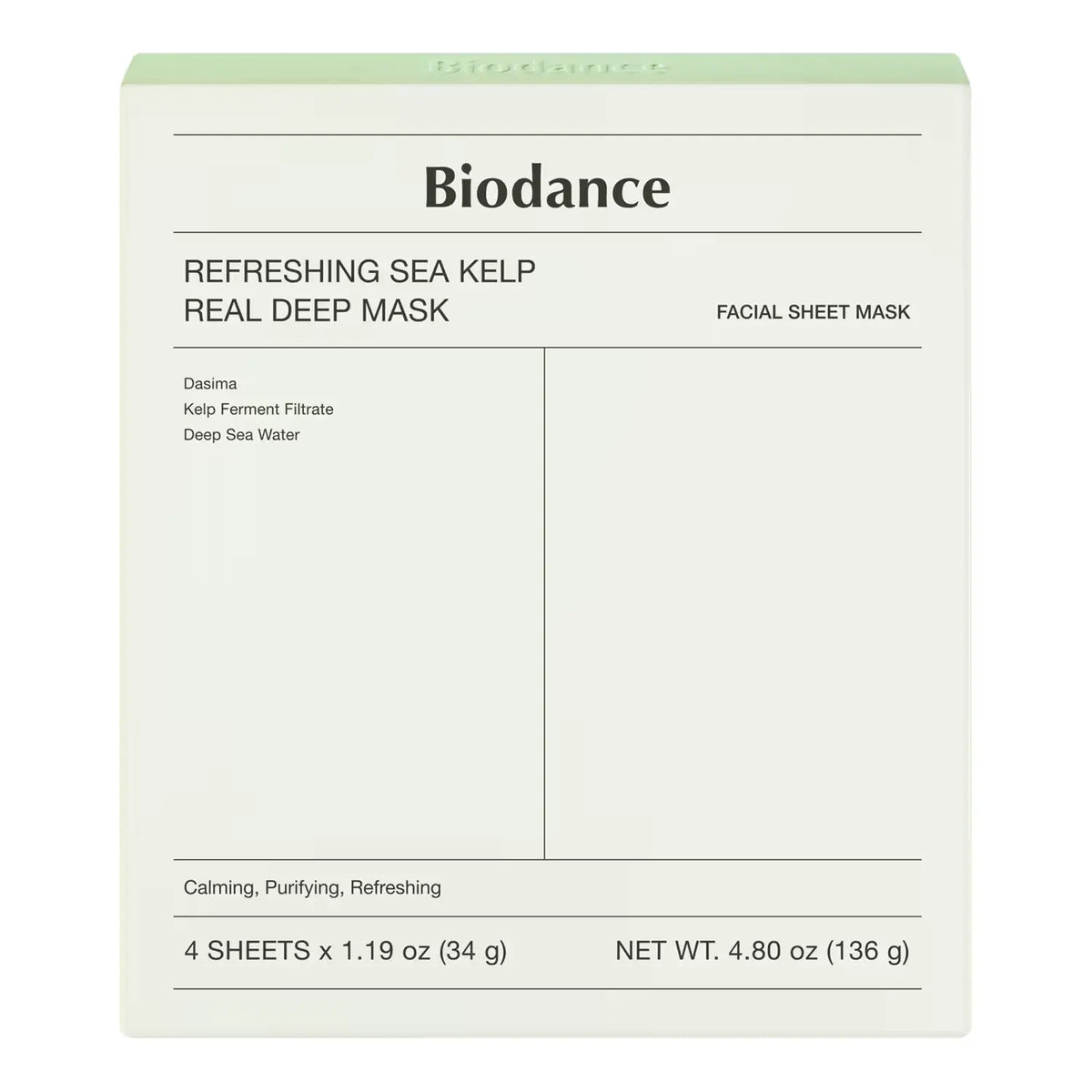 BIODANCE Refreshing Sea Kelp Real Deep Mask box med 4 hydrogelmasker