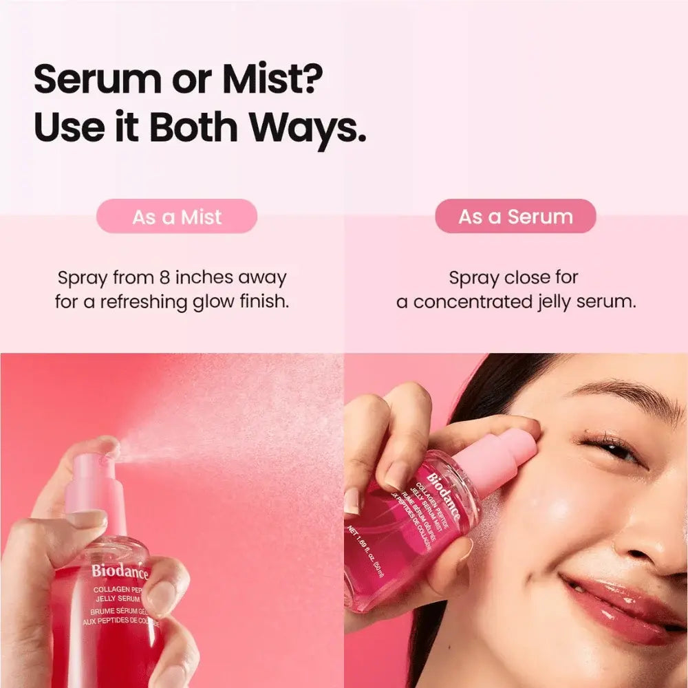 Så används BIODANCE Collagen Peptide Jelly Serum Mist som serum eller ansiktsmist