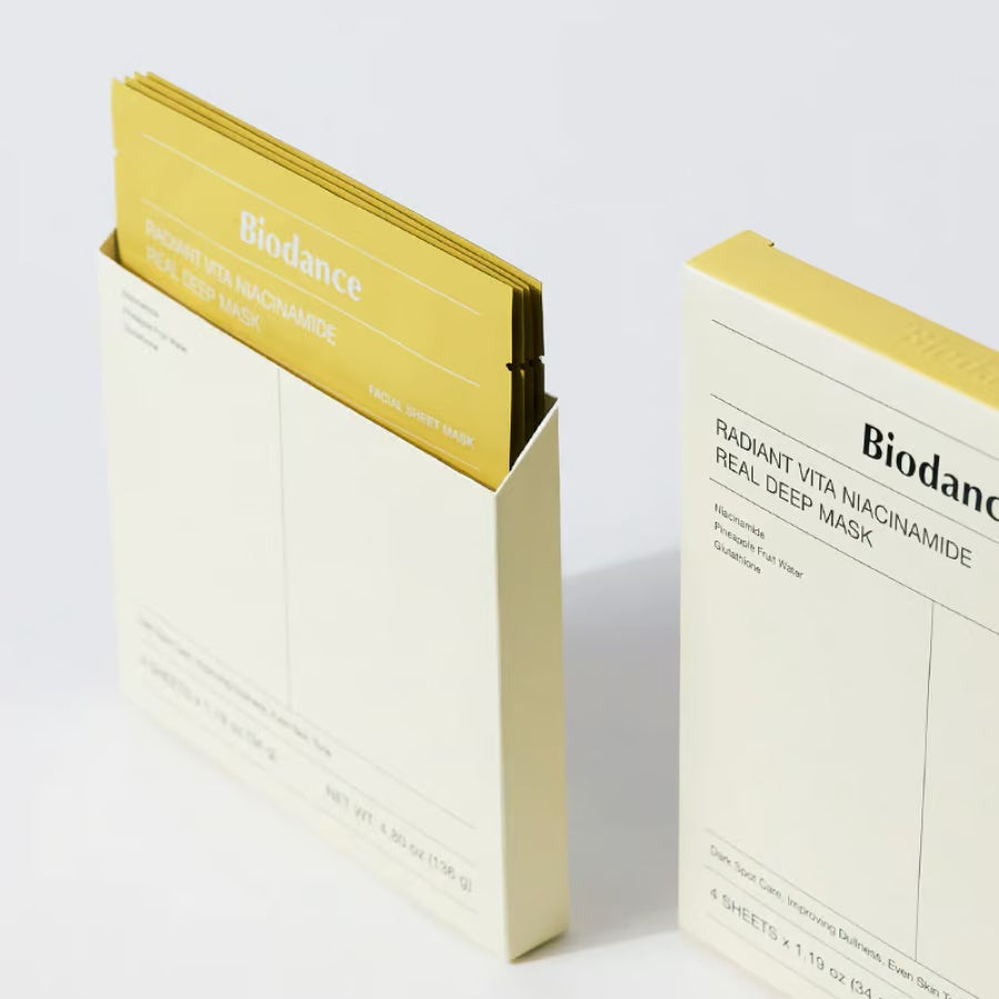 Biodance Radiant Vita Niacinamide maske med emballasje