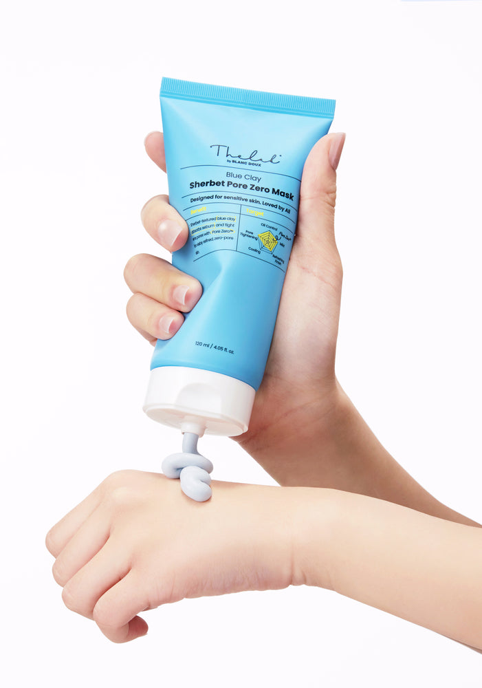 Sherbet-mjuk lermask med Blue Clay som rengör porerna och förbättrar hudstrukturen