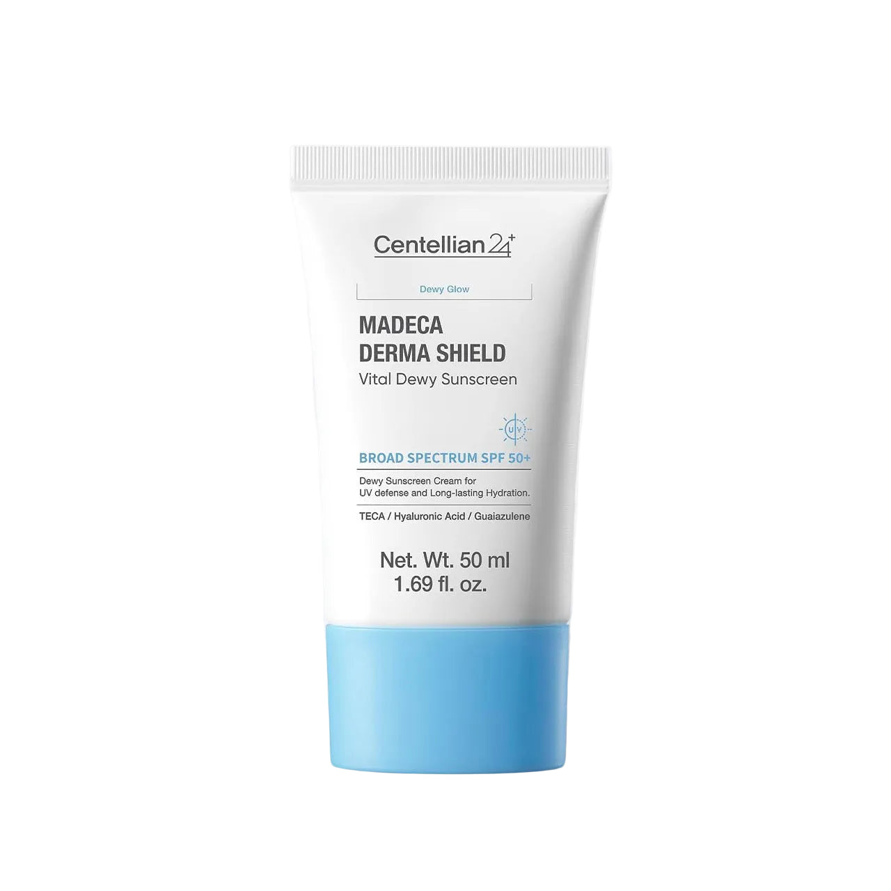 Centellian24 Madeca Derma Shield Vital Dewy Sun Cream 50 ml, återfuktande solkräm som ger dewy finish och skyddar huden mot UV-strålar.