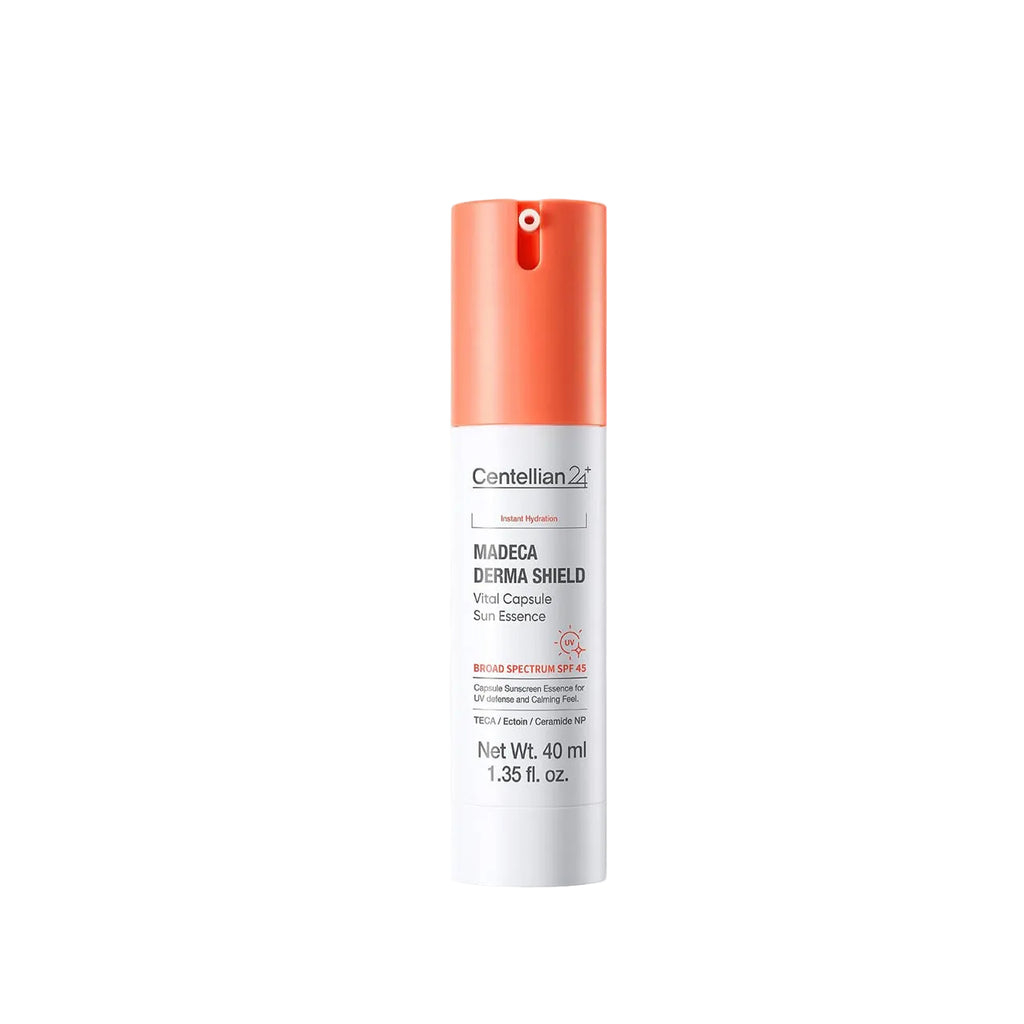 Centellian24 Madeca Derma Shield Vital Capsule Sun Essence 40 ml, solskydd med SPF som återfuktar och skyddar huden mot UV-strålar.