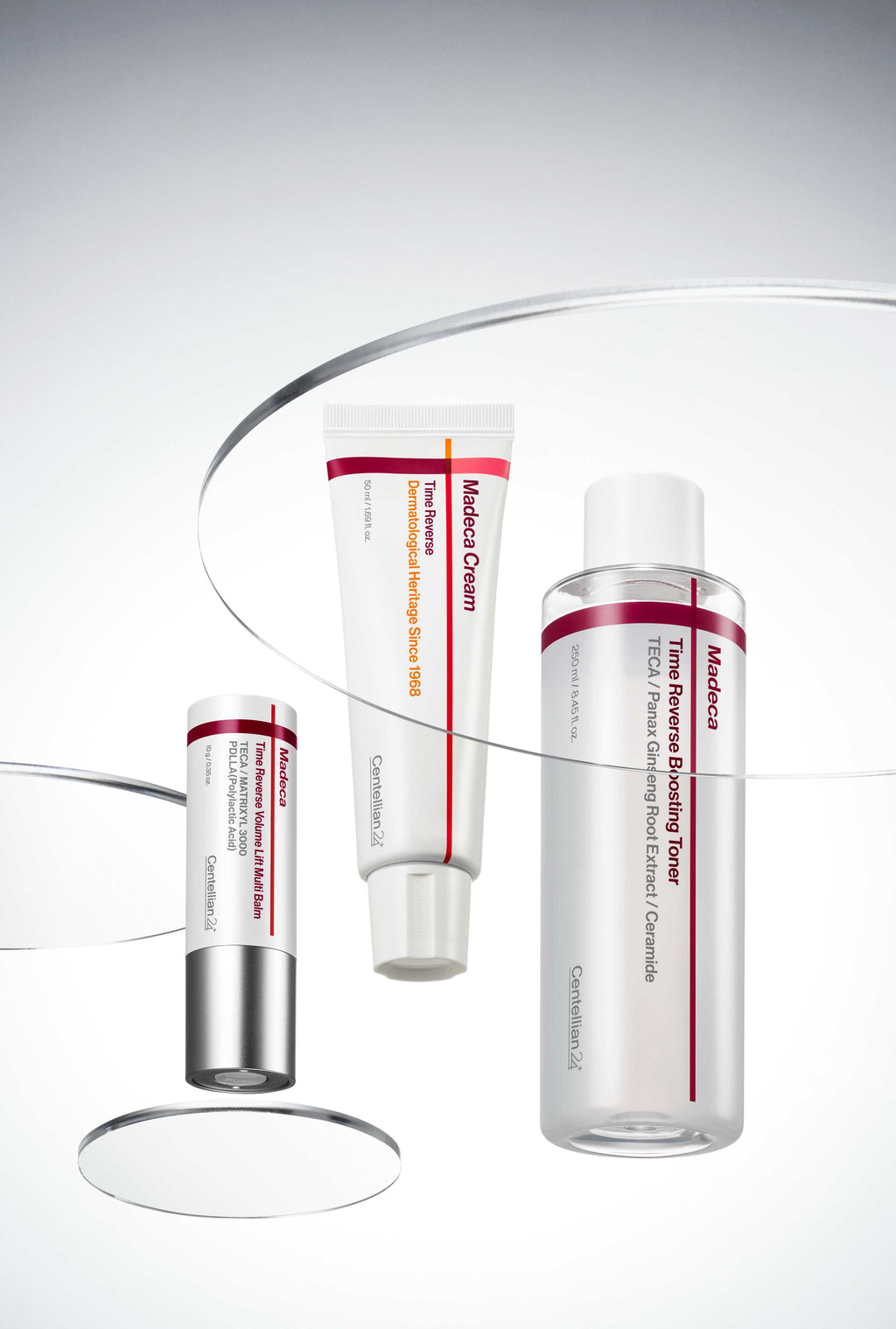 Centellian24 Time Reverse skincare range with multi balm, face cream and toner