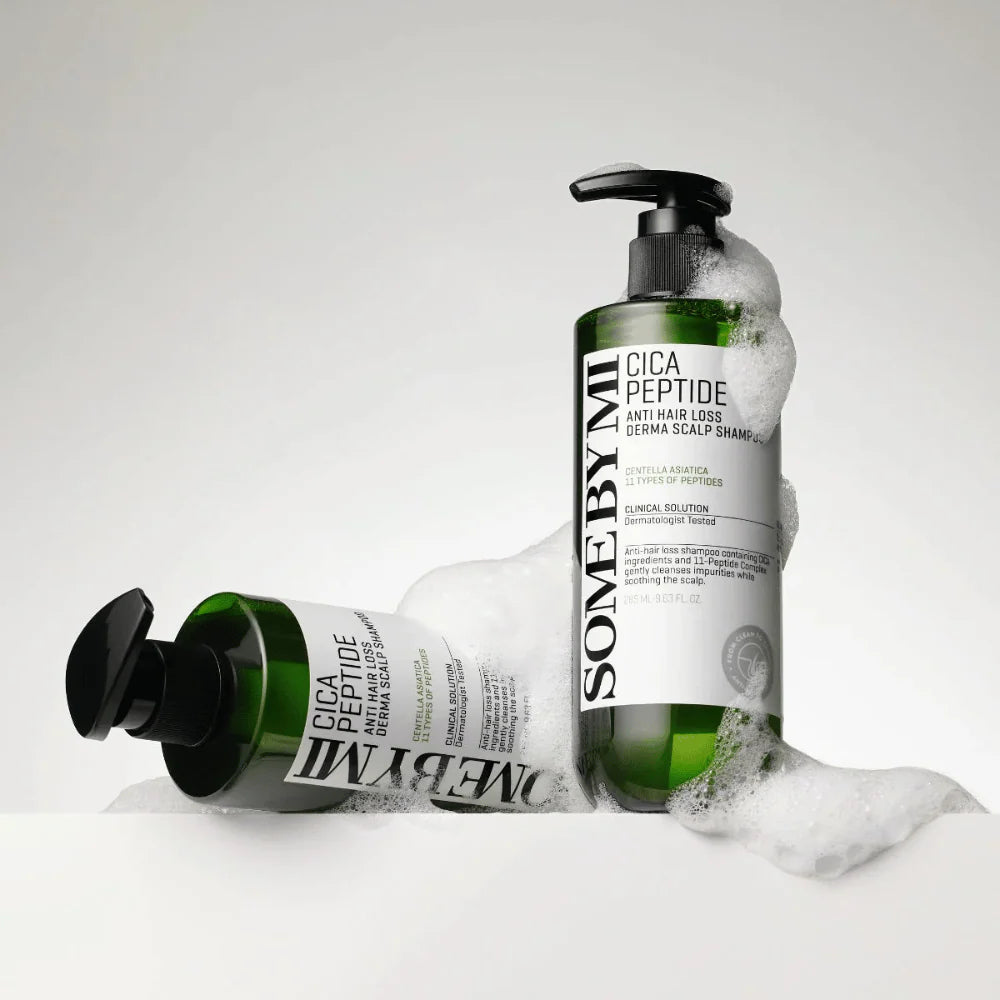 Cica peptide shampoo for scalp care and hair loss concerns