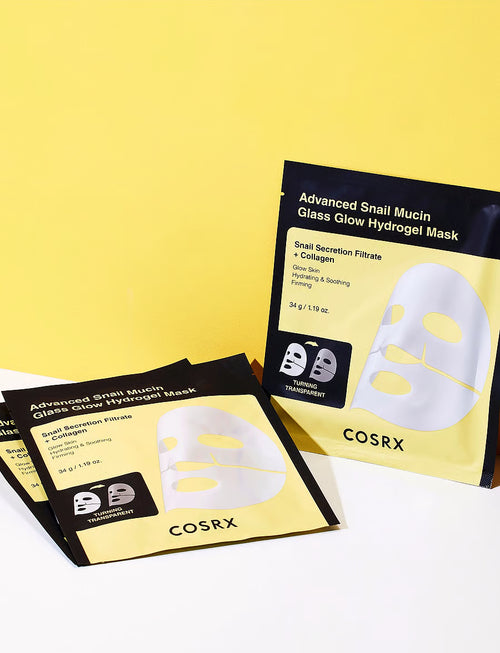 Hydrogelmask med snigelsekret för intensiv återfuktning och glass skin-effekt