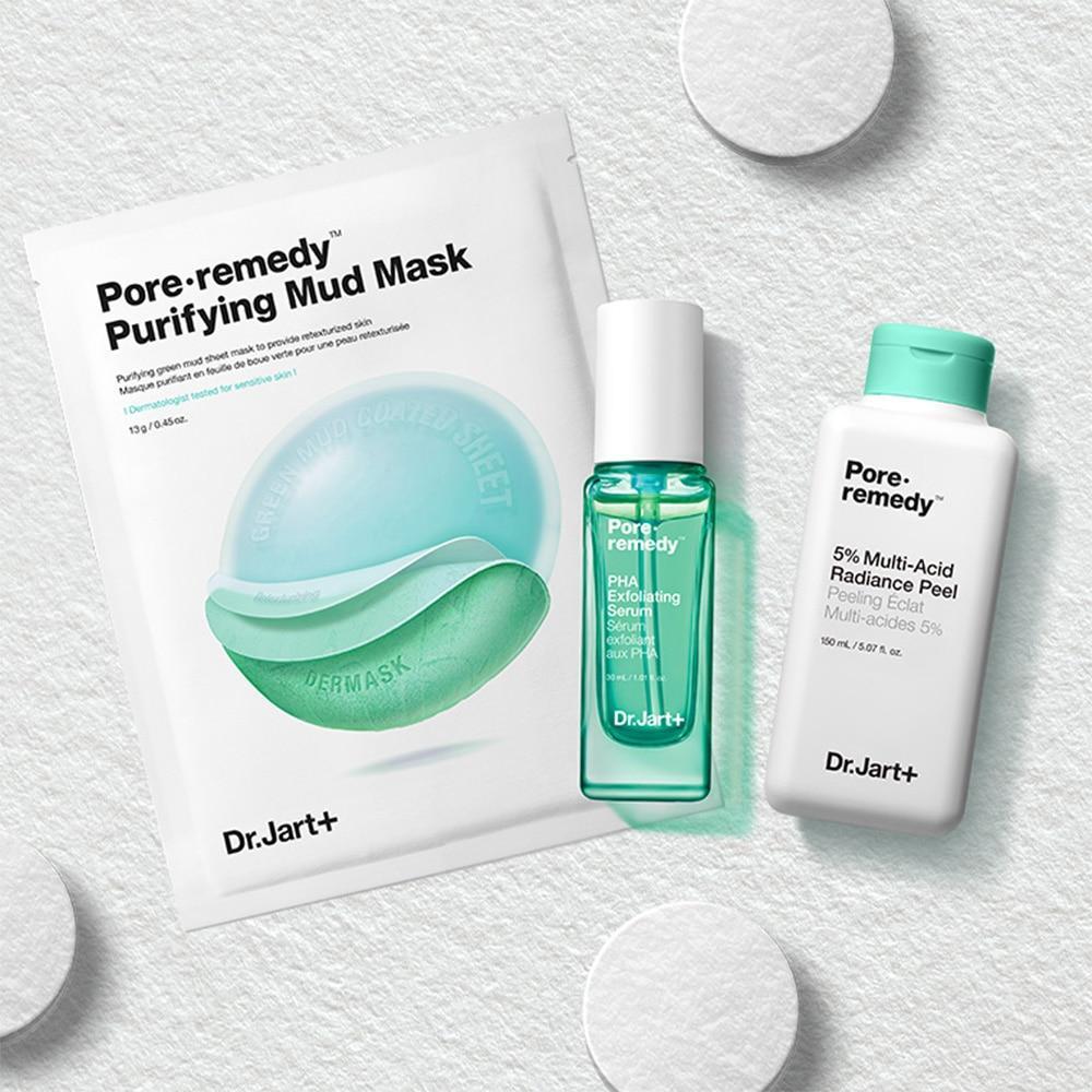 Skin before and after using Dr.Jart+ Pore Remedy Purifying Mud Mask