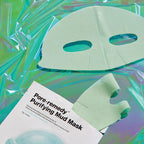 Dr.Jart+ Pore Remedy Mud Sheet Mask unfolded and ready to apply