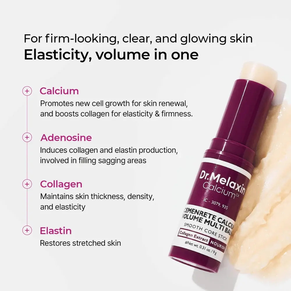 Key ingredients in Dr.Melaxin Calcium Multi Balm with calcium, adenosine and collagen