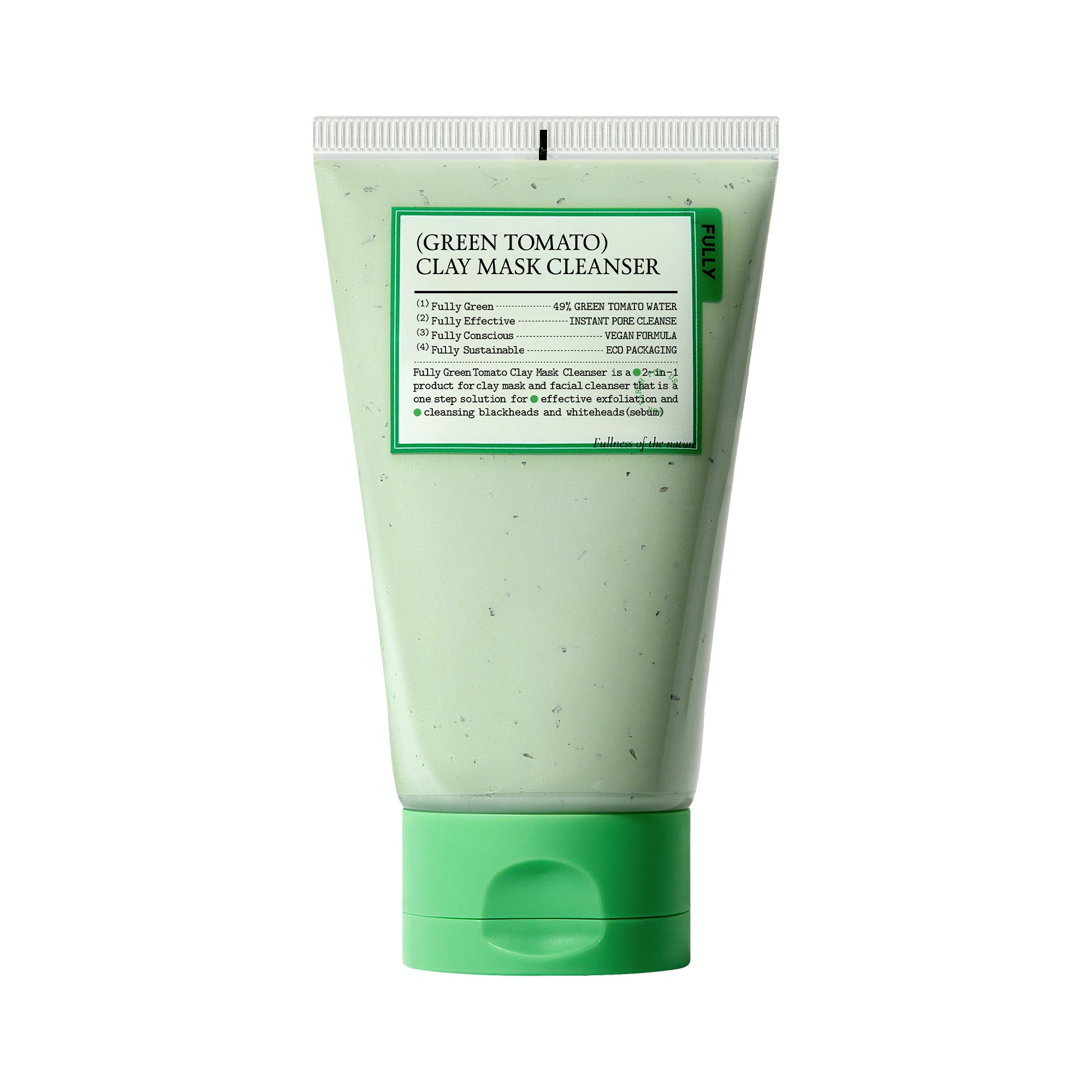 FULLY Green Tomato Clay Mask Cleanser 120ml med grönt tomatextrakt och lera som rengör porer och reducerar talg