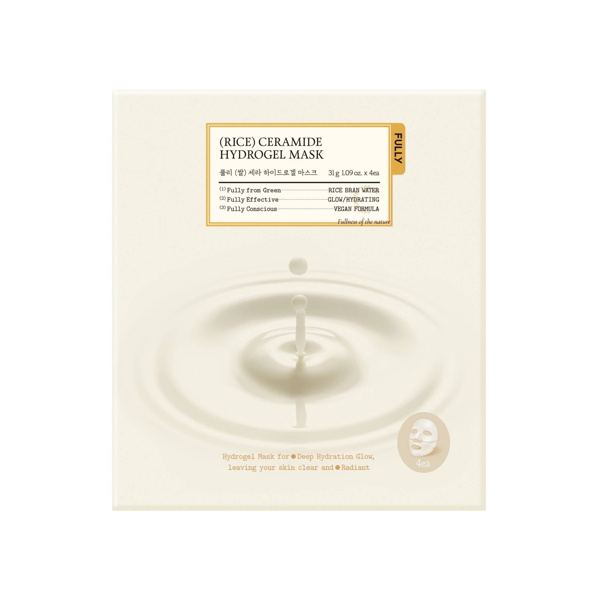 FULLY Rice Ceramide Hydrogel Mask 4pcs med risvatten och ceramider som ger intensiv återfuktning och glow