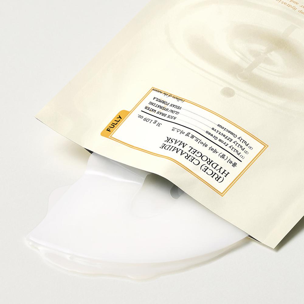 Hydrogelmask från FULLY med Rice Bran Water och Ceramide NP som stärker hudbarriären