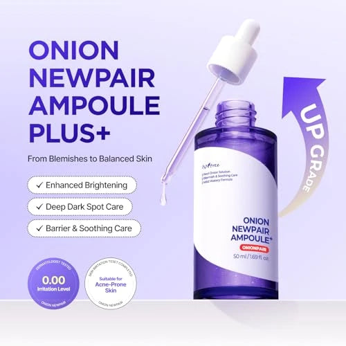 Isntree Onion Newpair Ampoule Plus för lyster, mörka fläckar och stärkt hudbarriär