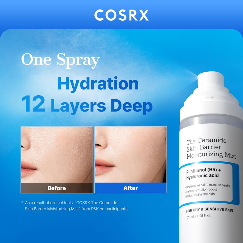Koreansk ansiktsmist med 5-Ceramide Complex som hjälper till att minska fuktförlust och stärka hudbarriären