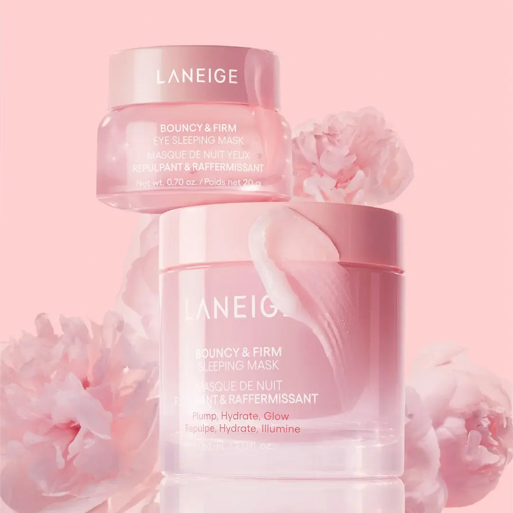 Laneige Bouncy & Firm Eye Sleeping Mask with peony flowers