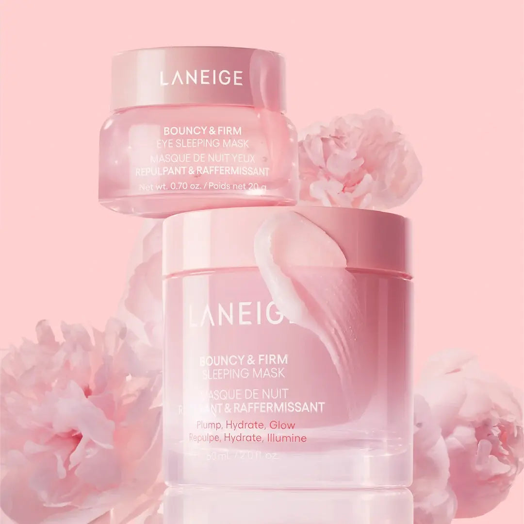 Laneige Bouncy & Firm Eye Sleeping Mask with peony flowers