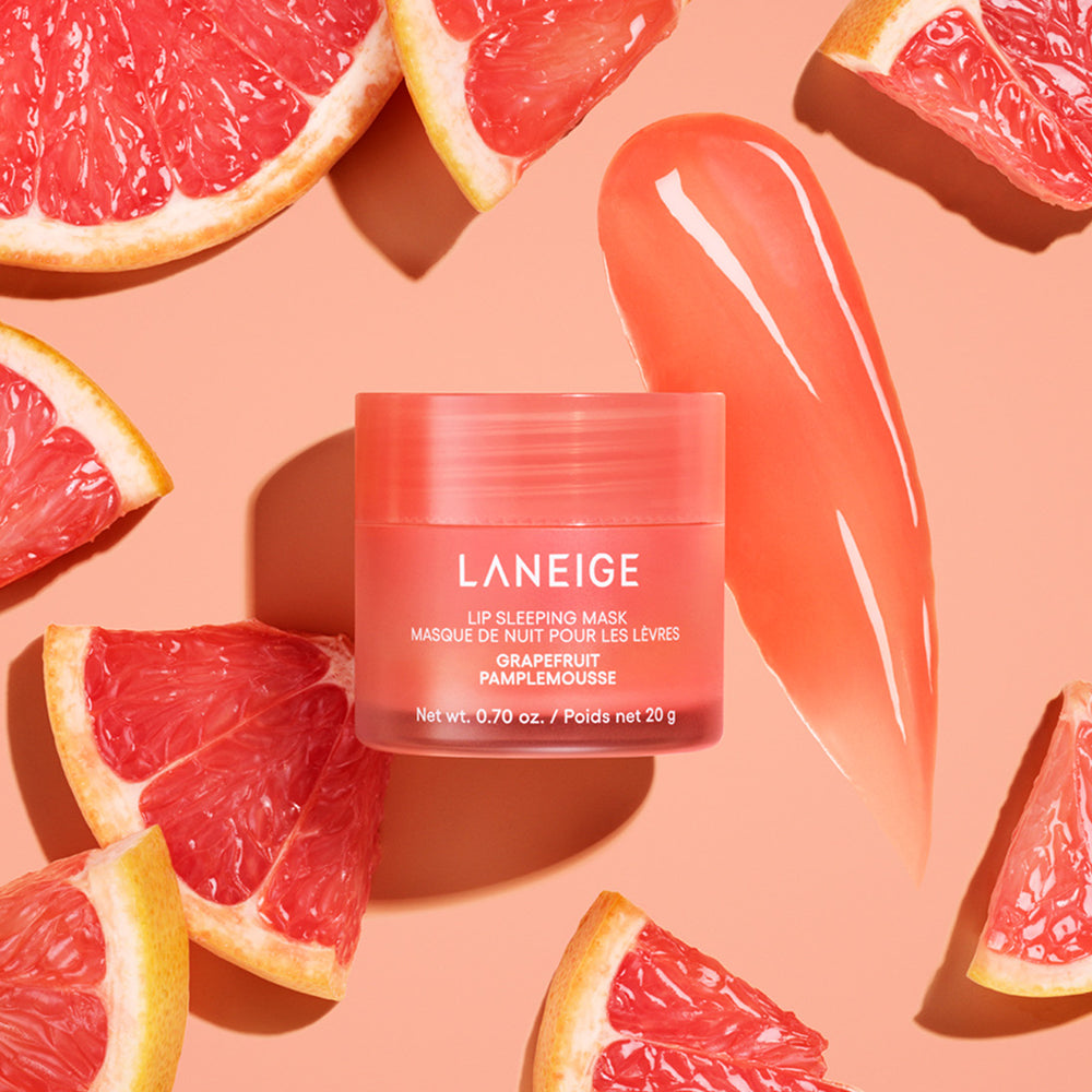 Återfuktande läppmask från Laneige med grapefruktdoft som mjukgör torra och nariga läppar under natten