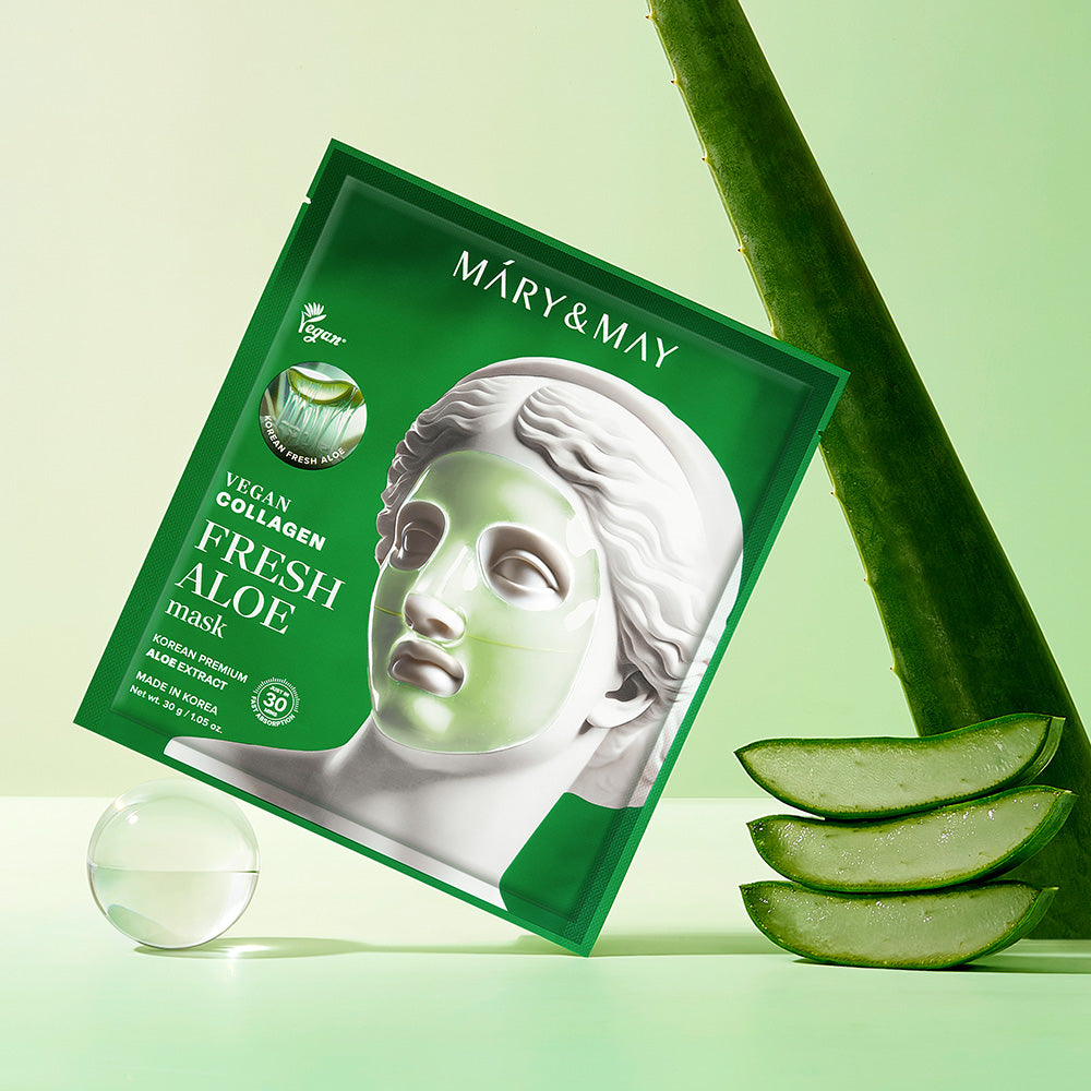 Mary and May aloe mask som minskar rodnad och svalkar irriterad hud