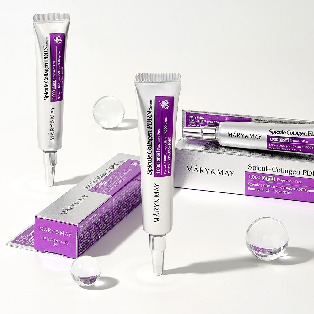 Applicering av Mary&May Spicule Collagen Cream på hud
