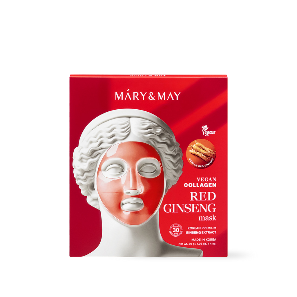 Mary and May Vegan Collagen Red Ginseng mask 4 pack hydrogel sheet mask med röd ginseng och veganskt kollagen