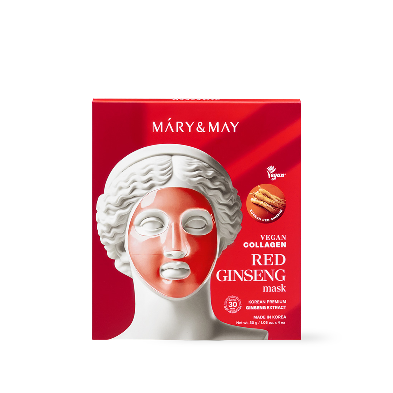 Mary and May Vegan Collagen Red Ginseng mask 4 pack hydrogel sheet mask med röd ginseng och veganskt kollagen