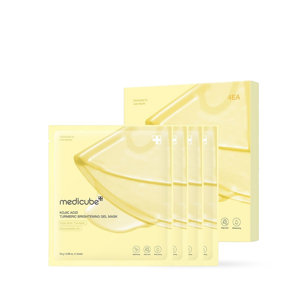 Medicube Kojic Acid Turmeric Brightening Gel Sheet Mask 4pcs for glowing skin and dark spot care (ansiktsmask mot pigmentfläckar)