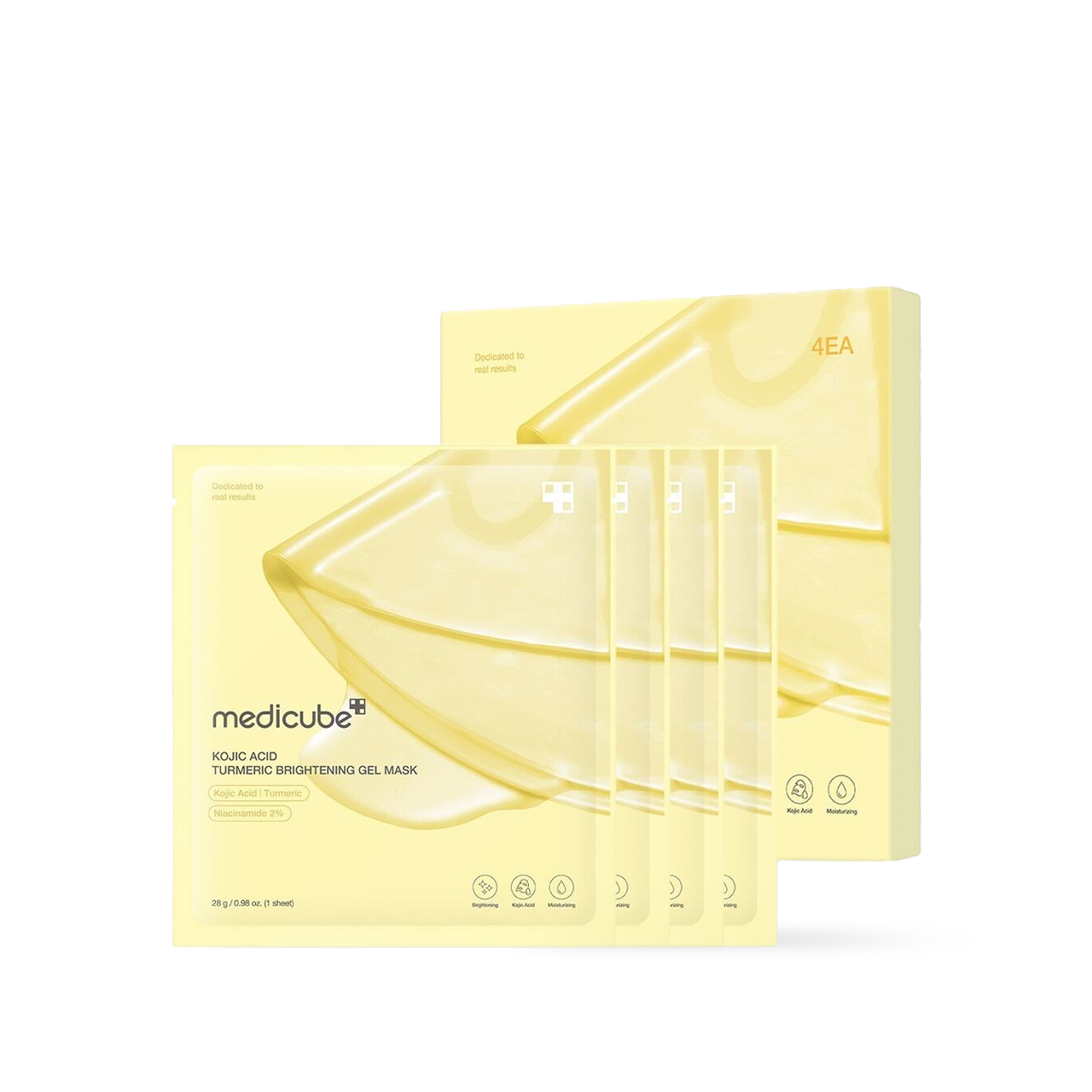 Medicube Kojic Acid Turmeric Brightening Gel Sheet Mask 4pcs for glowing skin and dark spot care (ansiktsmask mot pigmentfläckar)