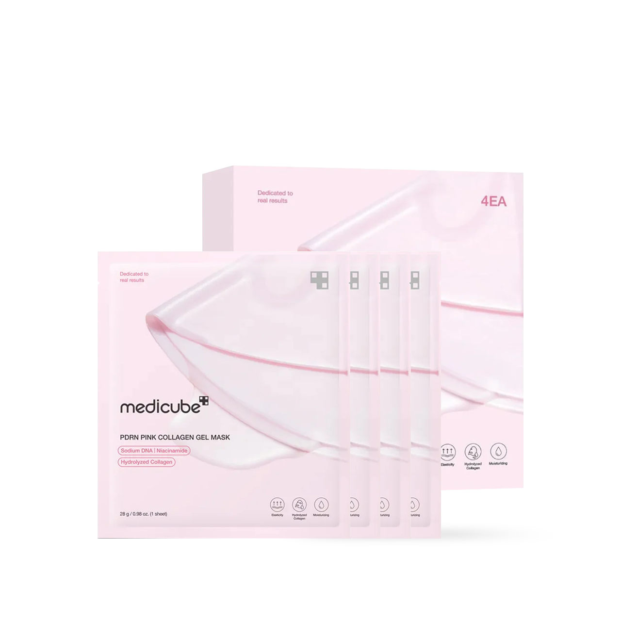Medicube PDRN Pink Collagen Gel Sheet Mask 4pcs plumps skin and improves elasticity for a youthful glow (ansiktsmask för fastare hud)