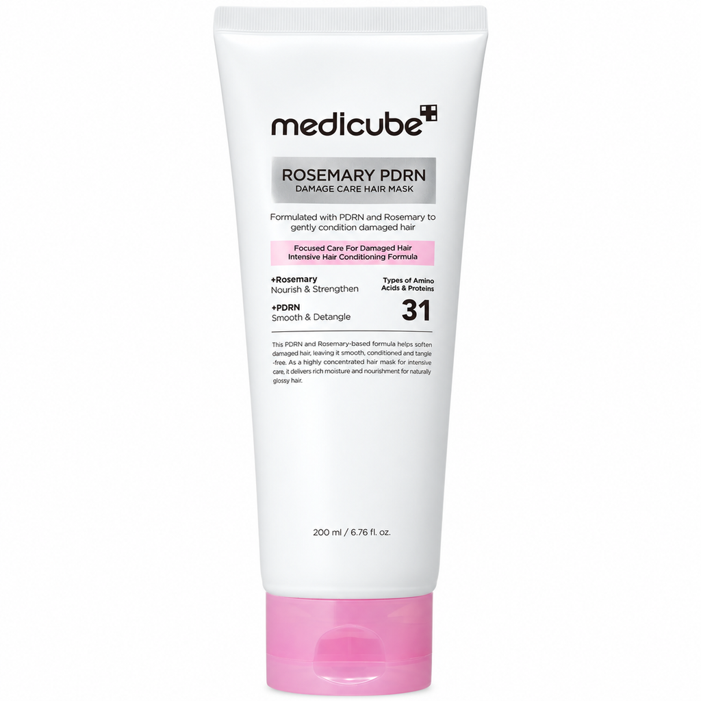 Medicube Rosemary PDRN Damage Care Hair Mask 200 ml på vit bakgrund