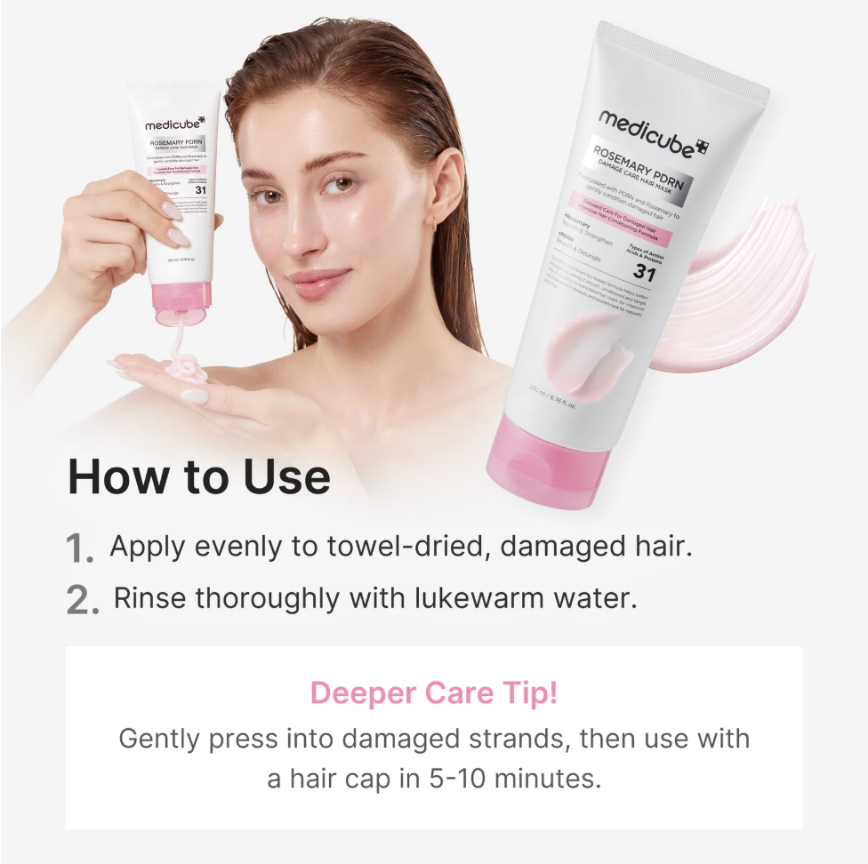 Så använder du Medicube Rosemary PDRN Damage Care Hair Mask 200 ml