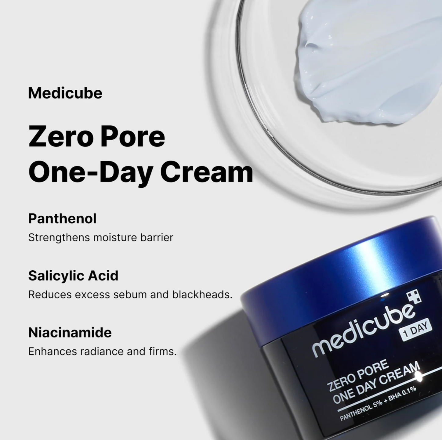 Niacinamid och BHA i Medicube Zero Pore Cream