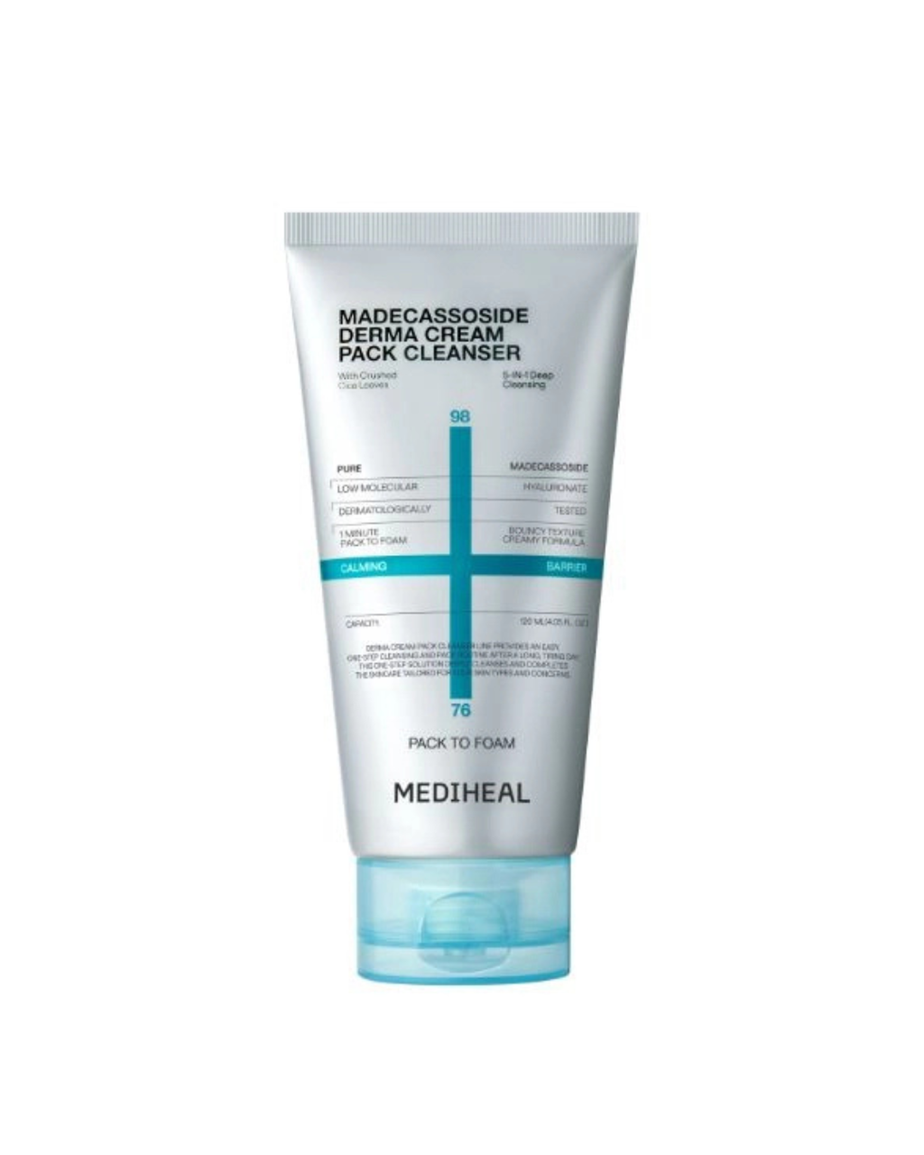 Mediheal Madecassoside Derma Cream Pack Cleanser 120ml för känslig hud och daglig rengöring