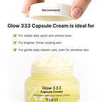 Textur på uppljusande ansiktskräm med niacinamide och vitamin C kapslar