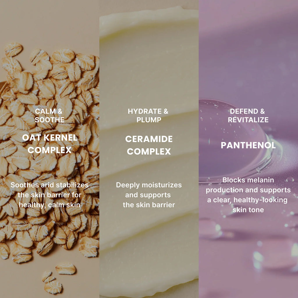 Sheet mask med oat kernel, ceramider och panthenol som lugnar, återfuktar och stärker hudbarriären