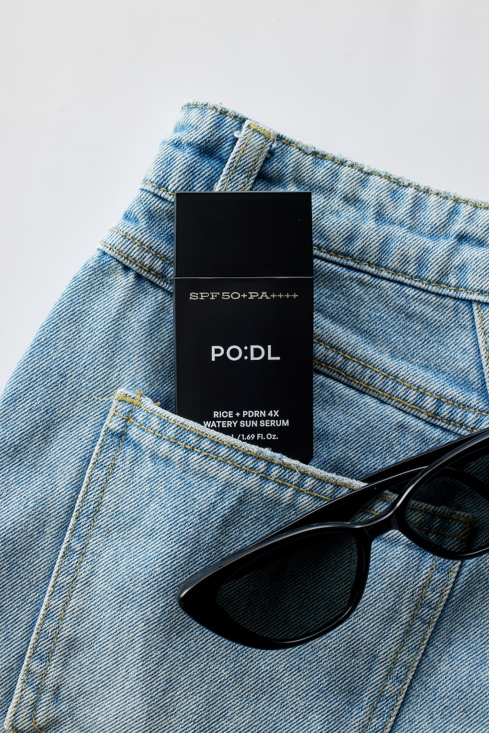 Rice extract and PDRN skincare ingredients in PO:DL sun serum
