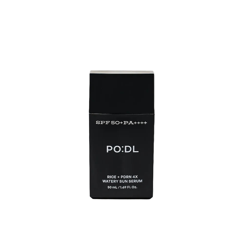 PO:DL Rice PDRN Watery Sun Serum SPF50+ front view bottle