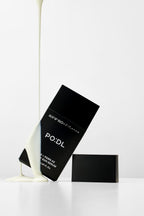 PO:DL SPF50 facial sunscreen serum product shot minimal design