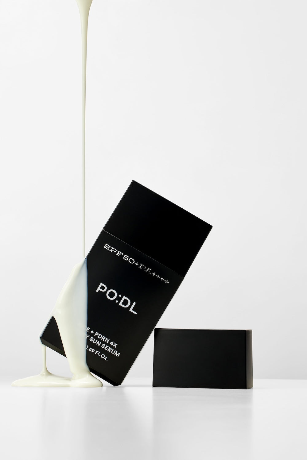 PO:DL SPF50 facial sunscreen serum product shot minimal design