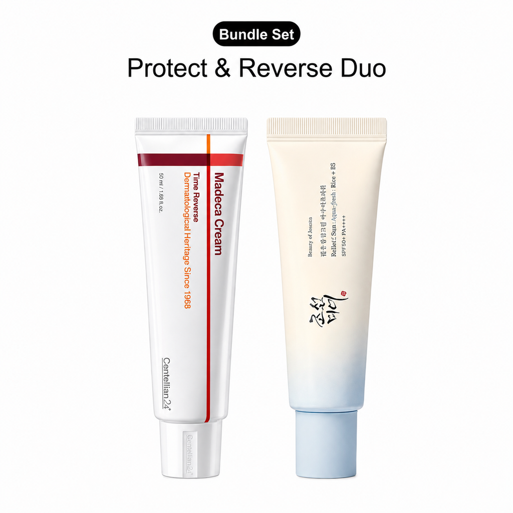 Protect & Reverse Duo – Daily SPF & Overnight Repair Skincare Set med Beauty of Joseon Relief Sun och Centellian24 Madeca Cream
